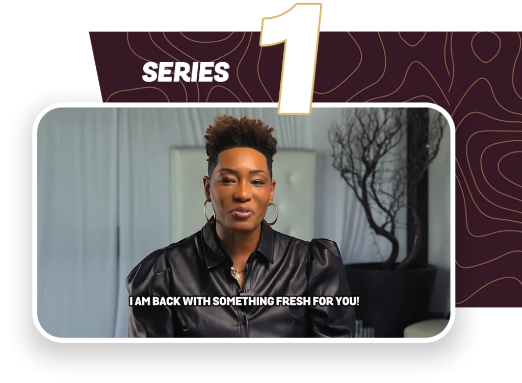 series 1 promo with risha speaking wearing a black leather shirt